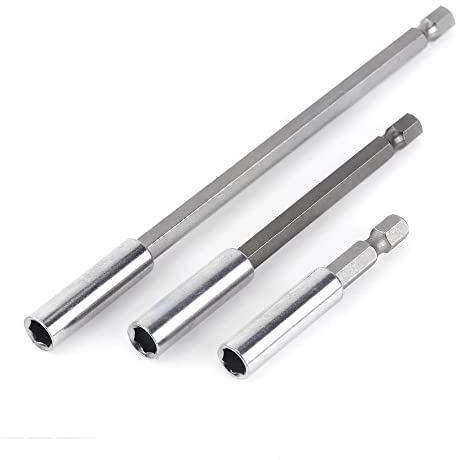 3 Pcs 1/4 Inch Hex Shank Magnetic Bit Holder Extension 75 100 150 Quick Release Drill Bit Holder Extension Set For Screws Nuts Drills Handheld Drivers
