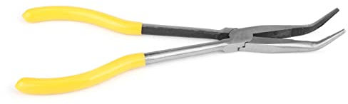 Pinza in Acciaio Extra Lunga 270 Mm, Pinza a Becco Ad Ago Angolato a Becco Tondo Pinza a Becco Lungo Ad Ago Strumento di Manutenzione per la Riparazione di Veicoli Artigianali (Esteso a 45°)