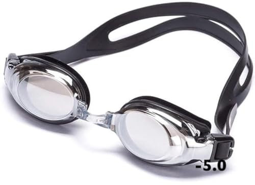 Premium Optical Swimming Goggle - with choice of Silver Mirror or Grey Tinted Lens (Silver Mirror Lens. Minus 5.0)