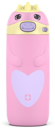 Ello Ellies 12oz Vacuum Insulated Stainless Steel Kids Water Bottle with Straw and Built-in Carrying Handle and Leak-Proof Locking Lid for School Backpack, Lunchbox and Outdoor Sports, Unicorn