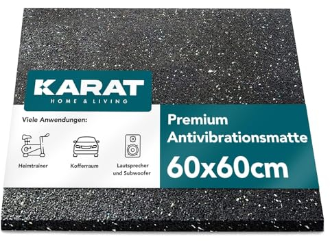 KARAT Antivibrationsmatte 60 x 60 cm, 3 mm dick - zuschneidbare Antivibrationsunterlage für Waschmaschine & Trockner, Gummiunterlage, Waschmaschinenunterlage, Schallschutzmatte, Gummimatte