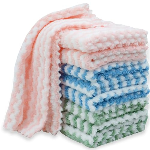 NEOWEMING 10PACK Kitchen Cleaning Cloths, Microfiber Dish Cloths: All-Purpose Washing/Soft/Lint Free/Absorbent/Quick Dry Reusable Washable Towels for Bathroom/Car/Glass, 10''x10'' - Mixcolor