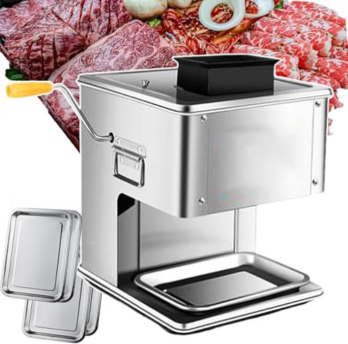 DMBBSAPBSH Cortadora de Fiambre, Cortafiambres Eléctrico, Máquina trituradora de Carne con manivela y pies Antideslizantes, máquina cortadora automática Comercial de Carne Fresca
