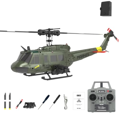 Meiurlex RC ERA C032 RC helikopter, 1/48 skala UH-1 Huey Heli 6-kanals fjärrstyrd helikopter, 3D stuntflygning och högprecisions-RC flygplan för vuxna nybörjare