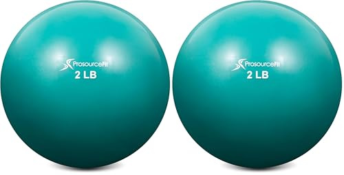 ProsourceFit Weighted Toning Exercise Balls for Pilates, Yoga, Strength Training and Physical Therapy, 2 LB to 8 LB, Color Coded (Lot de 2)