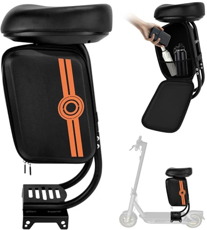Siège de Trotinette Électrique Adulte, Compatible avec Ninebot Trottinette Selle Max G30 Series, Siège Accessoires avec Sac de Rangement, Installation sans Perçage, Supporte jusqu'à 120 kg