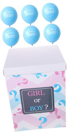 ABOOFAN Scatola Per Palloncini Trasparenti 40X12X12 Pollici Per Festa PreNatale Rivelazione Ragazzo O Ragazza Con Palloncini E Lettere Colorate