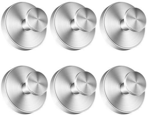 Gooandi 6 ganci a ventosa, portasciugamani con ventosa, gancio a ventosa, argento senza fori, per bagno e cucina, gancio per asciugamani con ventosa, in acciaio inox, riutilizzabili ventose per