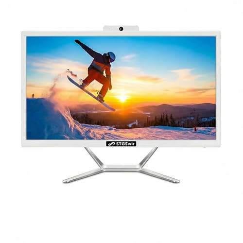 STGsivir All-in-one PC Desktop Computer, 24 FHD Display, Core i7 up to 4.0GHz, 16GB RAM, 512GB SSD, WiFi, Bluetooth 5.0, Windows11 Pro, White, for Office & Entertainment