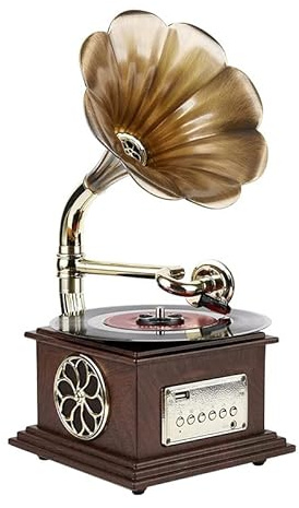Giradischi in vinile, grammofono automatico wireless retrò con Bluetooth e radio FM, ottimo regalo da collezione per familiari e amici