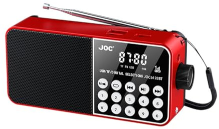 Cenei Mini Portable Radio Portable FM Radio Speaker Support TF Card Digital FM Radio MP3 Player for Senior Red