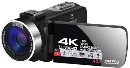 SHEHUALI Videocámara, Videocámara Profesional 4k for Youtube, TikTok y transmisión de Vlogs con Zoom Digital de 16x, cámaras de Video con visión Nocturna infrarroja y WiFi.(Z114K-Basic Package)