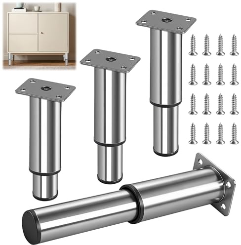 Kitnelw Justerbara möbelben 12 till 18 cm stål 4 stycken | Möbelben DIY silverreservdelar, skåp, soffa, säng, stol