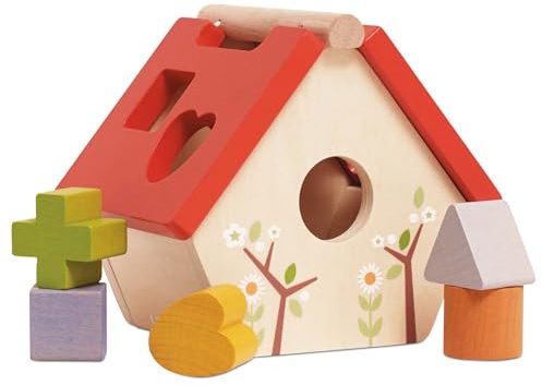 Le Toy Van Gioco Forme ad Incastro casetta degli Uccelli per Bambini dai 12 Mesi, Giocattolo educativo Forme Geometriche da Inserire, Montessori, Gioco Ecologico, in Legno FSC, Petilou