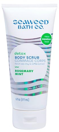 Seaweed Bath Co. Detox Body Scrub - Rosemary Mint - Exfoliating Skin Scrub Removes Dead Skin & Impurities - With French Sea Clay, Coffee Bean Extract - Vegan, Paraben & Sulfate Free - 6 oz