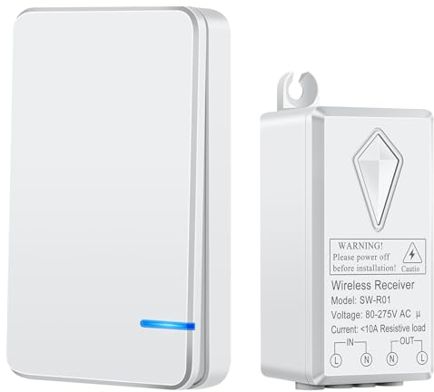 Funkschalter 230V, NineLeaf MiNi Lichtschalter Funk mit Fernbedienung, Einfache Installation, Reichweite der Fernbedienung 100m, IP66 Wasserdicht Tragbarer Kabelloser Schalter für 1000W Lampe