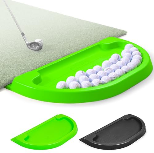 GoSports - Bandeja para Pelotas de Golf para Todo Tipo de Clima, Capacidad para 70 Pelotas, Compatible con Todas Las Alfombrillas de golpeo, Color Verde
