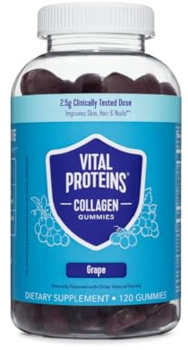 Vital Proteins Collagen Gummies, 2.5g of Clinically-Tested Collagen for Hair, Skin, Nails & Wrinkles, 120 ct, 30-Day Supply, Grape Flavor