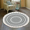 Runder Bohemian Teppich - Mandala Muster Mit Quasten, Waschbare Baumwolle für Wohnzimmer Und Schlafzimmer (80cm, Grau-Schwarz)