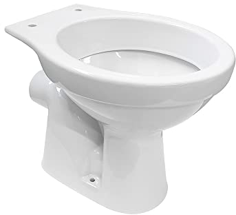 Belvit Stand WC - Keramik-Toilette mit Wandabgang waagerecht, Tiefspüler ohne WC-Deckel, weiß