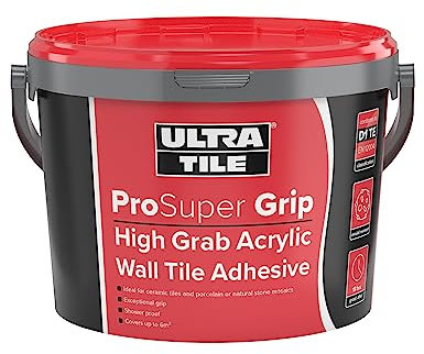 Ultra Tile ProSuper Grip Ready Mixed Wall Adhesive High Grab Showerproof Acrylic Wall Tile Adhesive 15KG