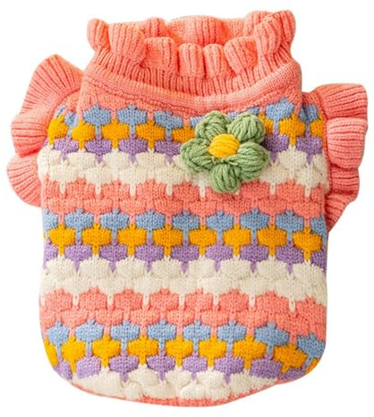 Cute Tulip Flower Sweater Winter Dog Sweater Puppy Coat Thick Dog Clothes for Small Medium Dogs Boy Girl
