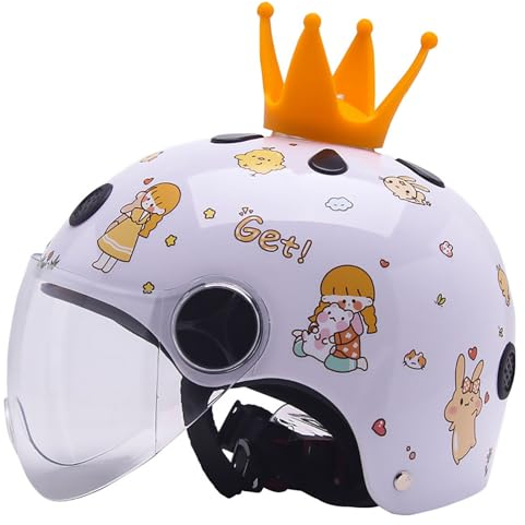 Niedlicher 3/4-Motorradhelm Für Kinder, Geschenk, Offener Halbhelm Für Jungen Und Mädchen Mit Visier, 5–12 Jahre Alt, Jugendliche, Kinder, Moped, Roller, Leichter Moped-Fahrradhelm G