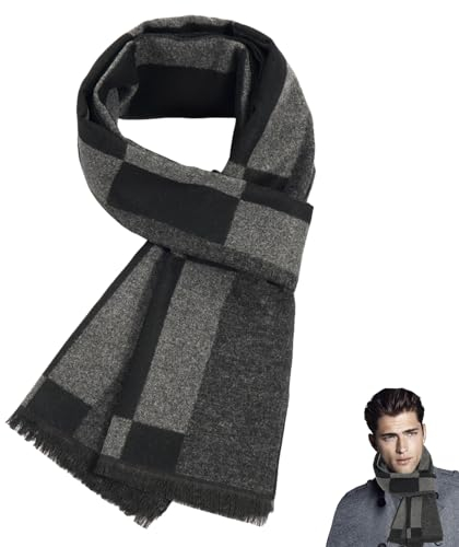 XNIVUIS Schal Herren, Winter Weiche Warm Herrenschal, Herren Classic und Elegant Plaid Schals, Tartan Strickschal für Herren, Warm Herbst Winter Schal,Winterschal Strickschal Weiches Warmes (1 Pcs)