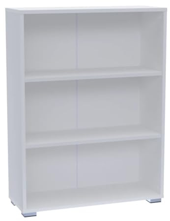 Bracia Mebelek Regal Weiß 80 cm Breit - Bücherregal Holz – Büromöbel 80x30x106cm – Bücherschrank 3 Fächer – Büro Ordnerregal