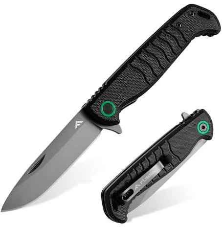 FLISSA Taschenmesser Klappmesser mit G10-Griff, 14C28N Edelstahlklinge, Scharfes Outdoor Messer, EDC-Messer für Camping, Gefaltete Länge: 10,8 cm