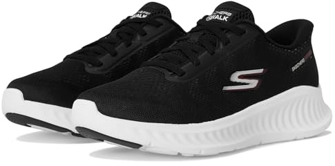 Skechers Slip InsSneaker 216375 pour Homme, Textile synthétique Noir et Blanc, 41 EU