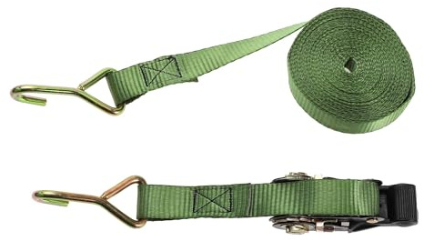 Hihaha Ratchet Tie Down Straps/Heavy Duty Tensioning Belts Motorcycle Trailer Trucks Cargo/Adjustable 800kg 1x 20' / 1 Set Army Green