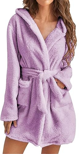 OBiQuzz Women's Festive Pyjamas Onesie House Suit with Hood, Plush Pyjamas, Hooded Terry Towelling Bathrobe, Long Sleeve Fleece Dressing Gown, Oversize Fleece House Coat, Winter Nightwear, Soft
