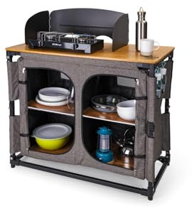 camp LIFE Capri Küchenbox | Campingschrank Campingküche Reiseküche faltbar mit Aluminiumgestell | Outdoor Küchenschrank Camping Küche Miniküche für Vorzelt inkl. Tragetasche (M)