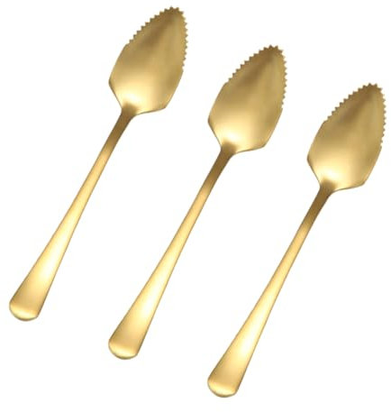 COLLBATH 6piezas Cucharas Inoxidable Postre Fruta Cuchara Helado Mango Anti-resbaladizo