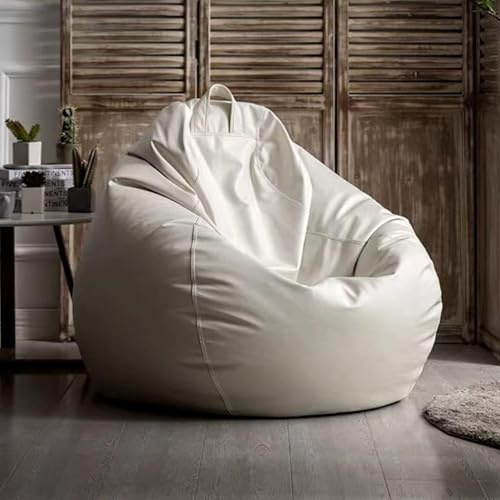 Fodera per poltrona sacco in finta pelle, impermeabile, senza imbottitura inclusa, per un grande comfort (bianco, 100 cm/40i)