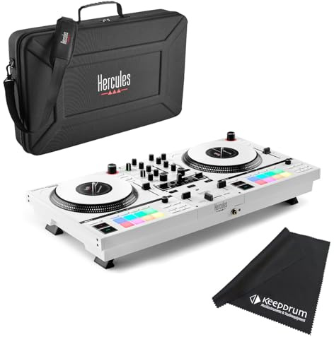 Hercules DJ Control Inpulse T-7 DJ Controller White + Carry Bag + Keepdrum Microfibre Cloth