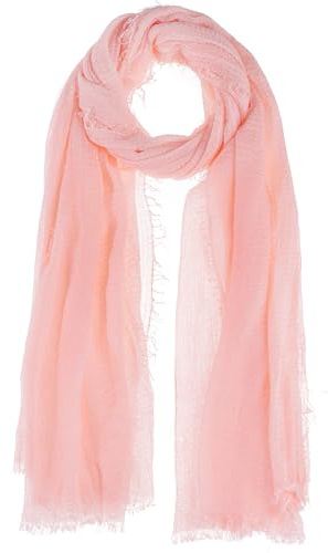 Nydotd Women Summer Cotton Linen Scarf Crinkle Long Beach Shawl Wrap hijab with Fringe (Light Pink, 71 x 35 Inch)