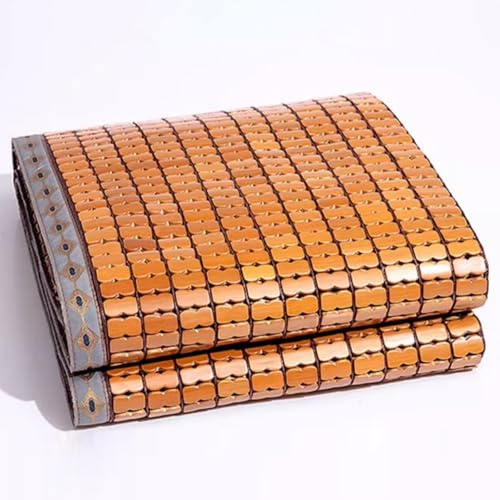 Alfombrilla de bambú natural para dormir de verano, esterilla de dormir de bambú carbonizada, colchoneta transpirable de mahjong carbonizado con borde de tela, plegable para el verano, almohadilla