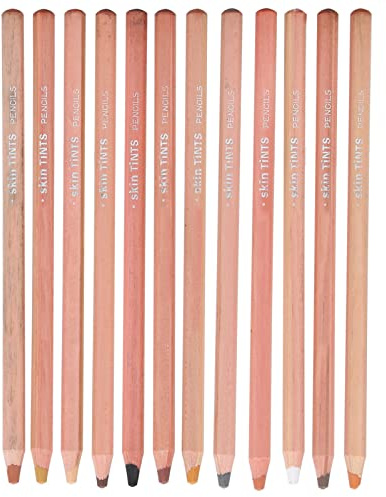 RiToEasysports Ensemble D'outils de Dessin au Fusain Peint à la Main, 12 Crayons Pastel épais et Robustes pour Livres de Coloriage pour Adultes, Toner Sûr et Flexible