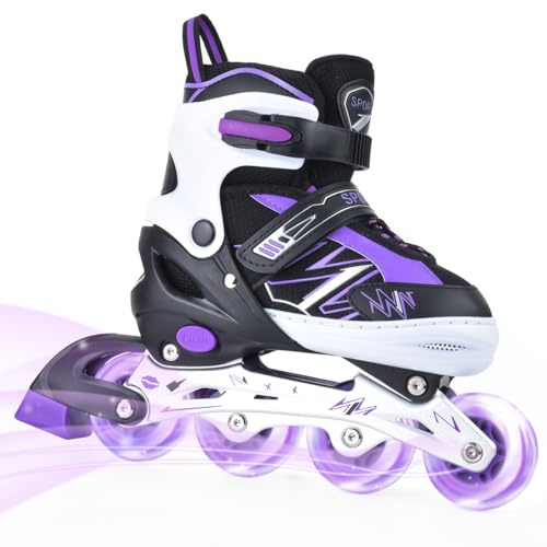 ERNAN Inline Skates, Adjustable Light up Inline Skates for Boys and Girls, Roller Skates for Youth, Beginner