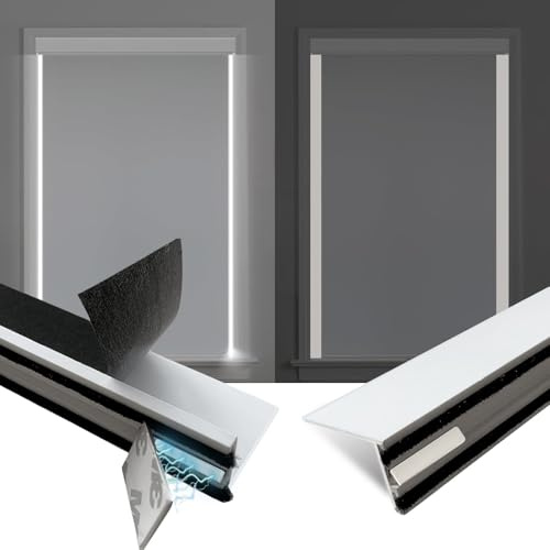 Blackout PVC Magnetic Light Blocking Strips for Window Shades and Blinds - Blocks Light Along The Sides of Blackout Blinds,Cordless,Light Blocking Strips for Bedroom (White, 58,2Pcs，Removable)