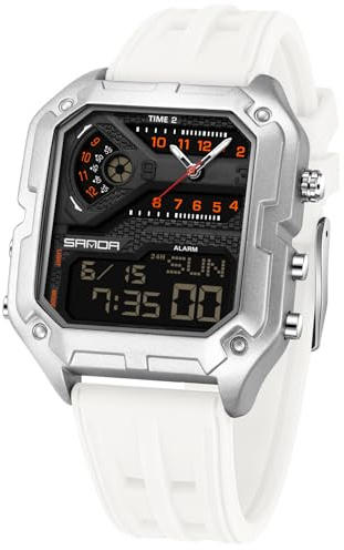 TICKEEN Relojes Reloj de hombre Reloj deportivo digital Relojes rectangulares con esfera grande Relojes impermeables con alarma/cuenta regresiva/hora dual/luz/cronómetro Reloj de pulsera multifunción