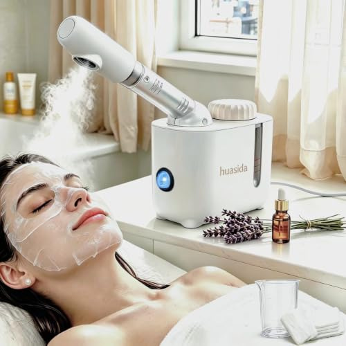 Portable Facial Steamer and Face Sauna Spa with Aromatherapy Design for Personal Care at Home or Salon Hydrating Cleansing Skincare (White 150ml)
