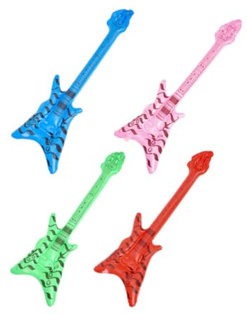 ELEOUTI 4 Guitarras Inflables de Pvc Retro para Fiestas Interiores y Conciertos al Aire Libre, Instrumento Musical Hinchable Confiable para Decoración Temática Rock Color Color Aleatorio