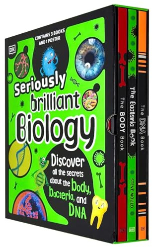 DK Seriously Brilliant Biology 3 Books Box Set and 1 Poster ( The Body Book, The DNA Book & The Bacteria Book)