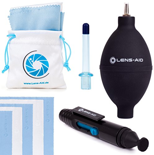 Lens-Aid – Tercer Set de Limpieza– Air Blower Perilla de Aire potente, Bolígrafo Lens-Pen para Limpieza, 5X Paños en microfibra, Ideal para limpiar Lentes, Objetivos, Cámara, Réflex