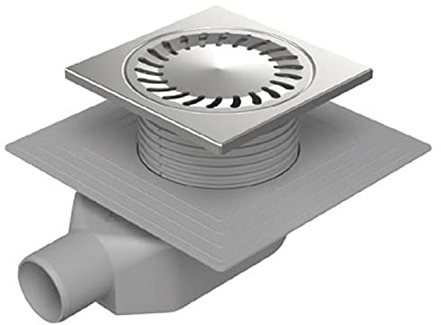 Edelstahl Hofablauf 150 x 150 mm Bodenablauf Siphon höhenverstellbar geringe Höh