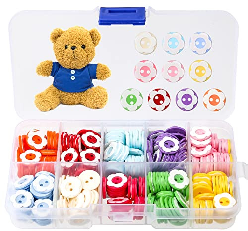 300 PCS Buttons for Baby Cardigans Button 2 Hole Colour Round Resin 13 mm
