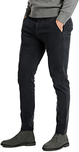 Evoga Pantaloni Uomo Invernali Casual Slim Fit Jeans Tasca America (50, Nero)